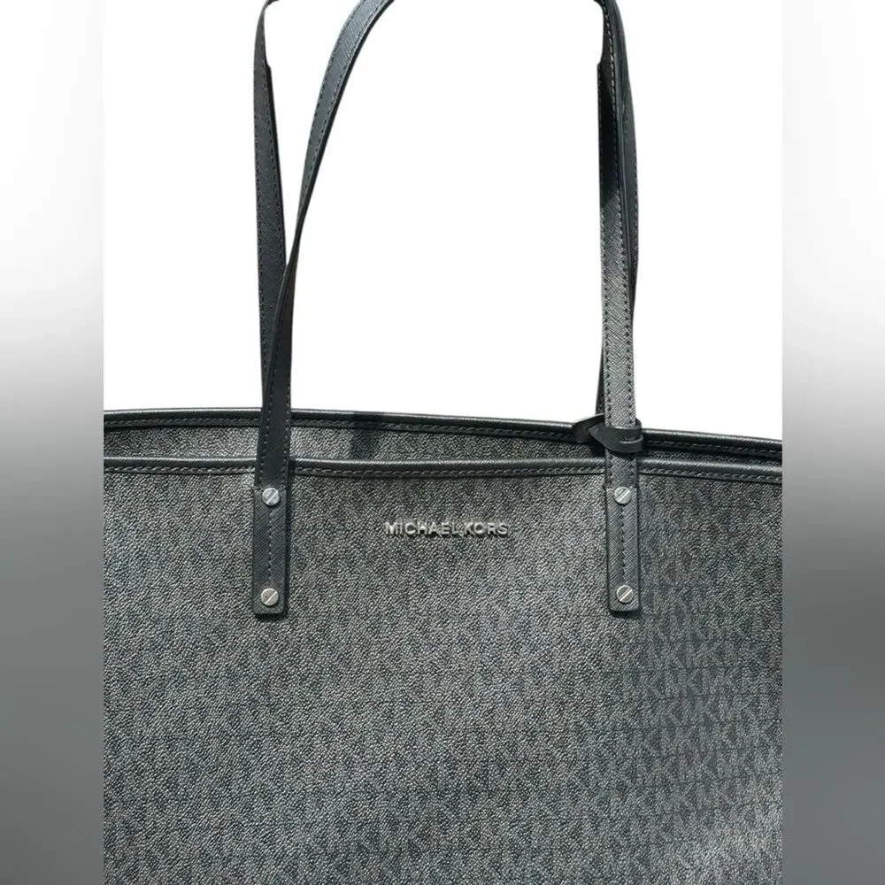 Michael Kors Black MK Logo Jet Set Travel Tote - Picture 2 of 12